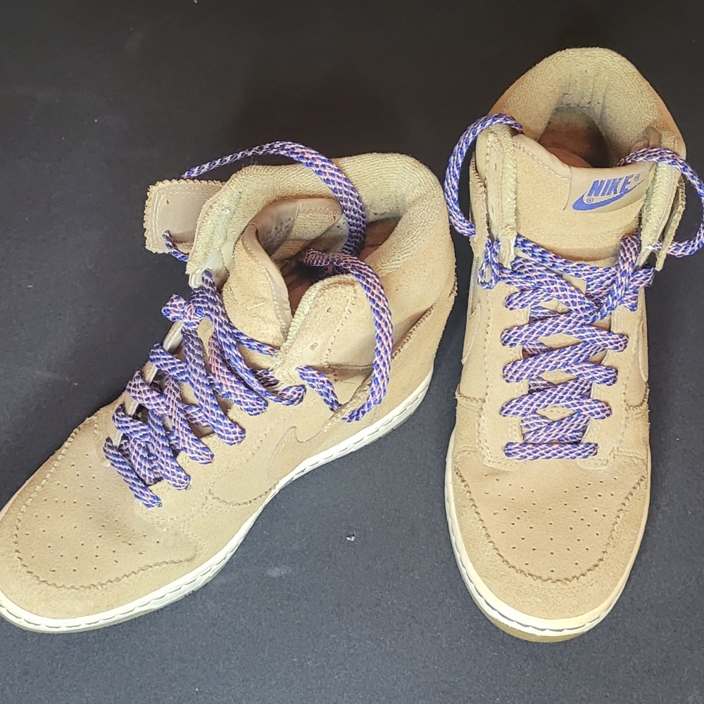 Vintage 2012 Nike Dunk Sky Hi Hidden Wedge Suede-Filbert Bamboo
